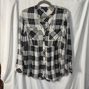 Torrid Black and White Plaid Top